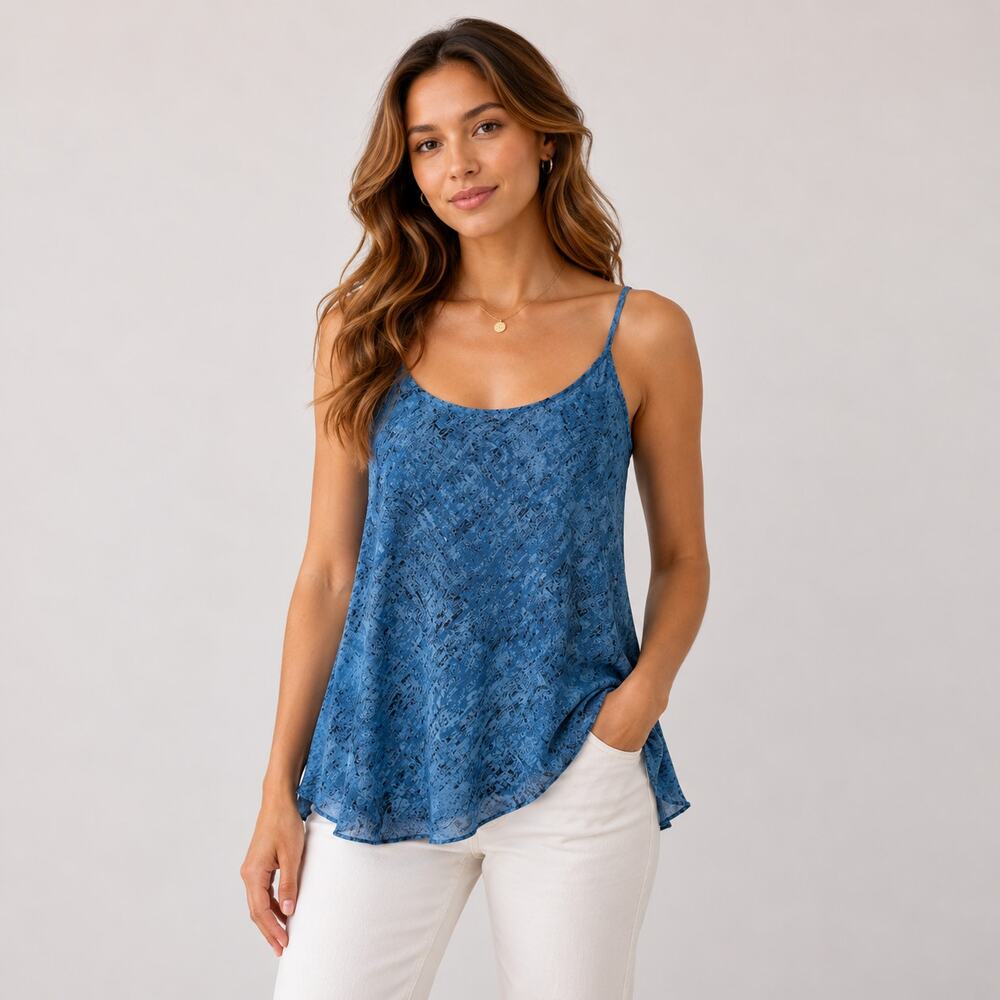 Cabi Tank Top Women's Size M Blue Adjustable Straps Casual Summer Coastal Boho